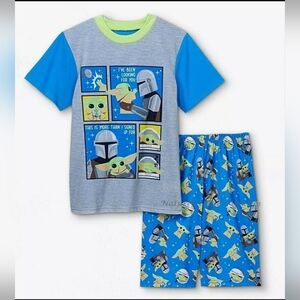 Baby Yoda Boys Pajamas Star Wars The Mandalorian Shirt Shorts Set Size XS EUC